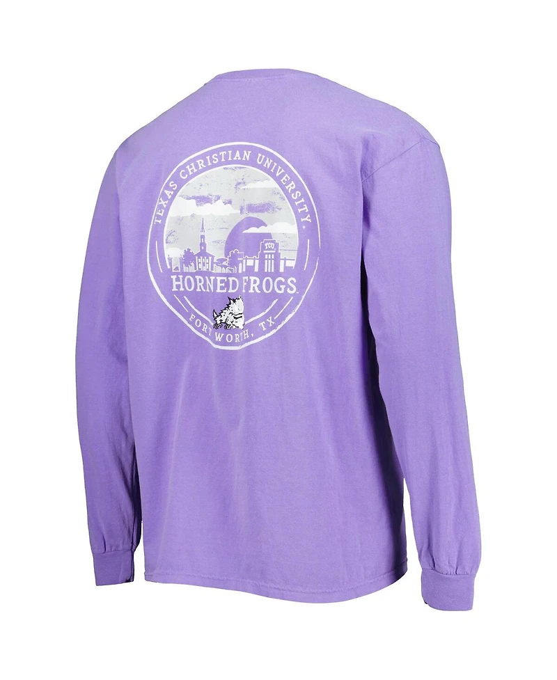 Image One Men's Purple Tcu Horned Frogs Circle Campus Scene Long Sleeve T-Shirt