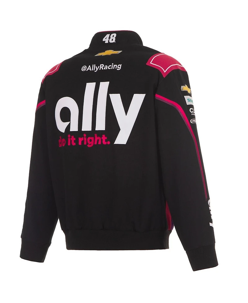 Jh Design Men's Black Alex Bowman Ally Full-Snap Twill Uniform Jacket
