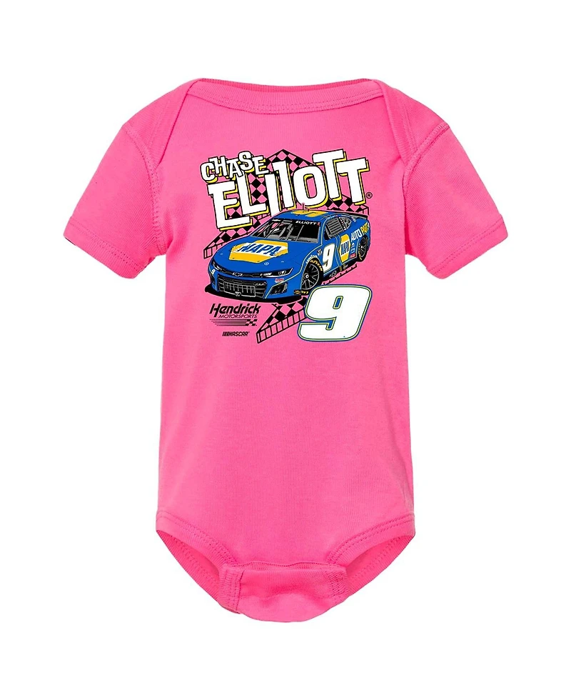 Hendrick Motorsports Team Collection Girls Baby Boys and Pink Chase Elliott Car Bodysuit