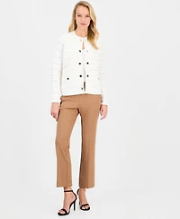 Anne Klein Women's Collarless Textured Cardigan