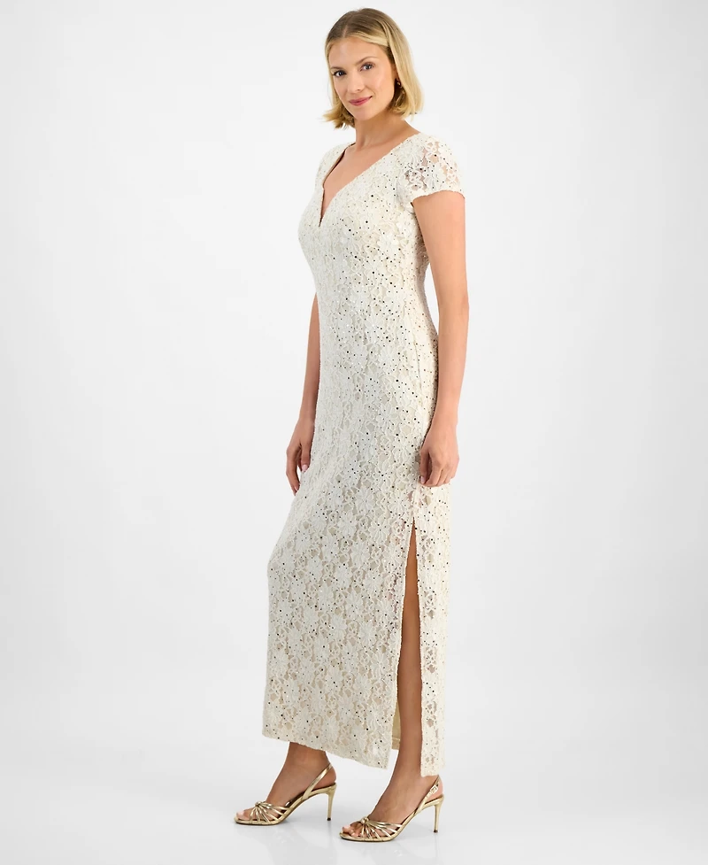 Connected Women's Sequined Lace Column Gown
