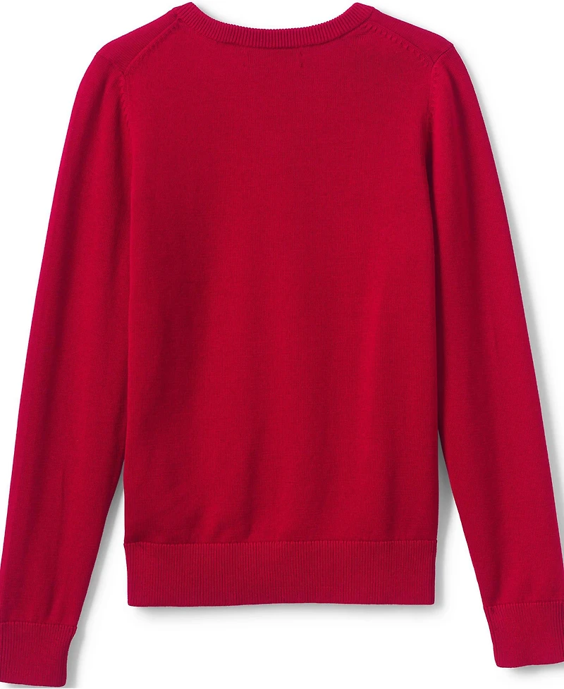 Lands' End Boys School Uniform Cotton Modal Fine Gauge V-neck Sweater