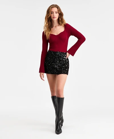 Bar Iii Women's Sequin Tweed Mini Skirt, Macy's Exclusive