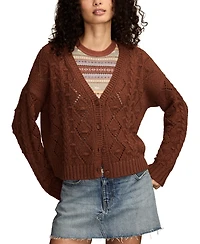 Lucky Brand Women's Cropped Cable Cardigan Sweater