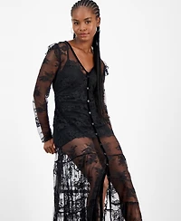 And Now This Women's Lace Velvet-Trim Maxi Dress, Macy's Exclusive