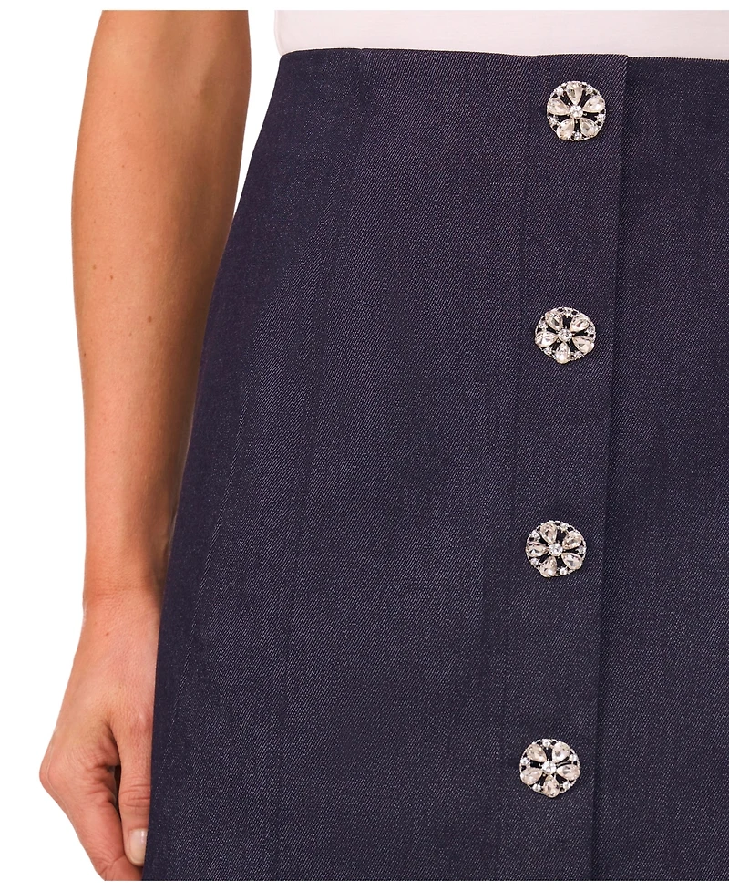 CeCe Women's Flap Welt Pockets Denim Mini Skirt