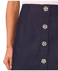 CeCe Women's Flap Welt Pockets Denim Mini Skirt