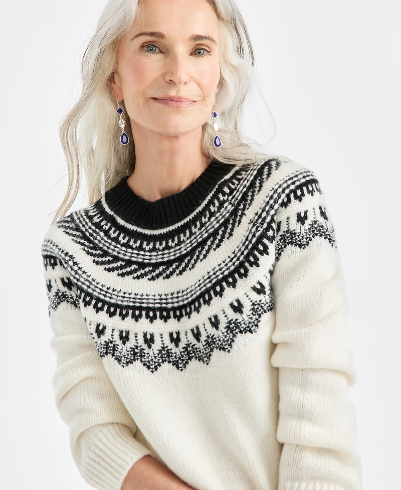 Style & Co Women's Fair Isle Crewneck Sweater, Macy's Exclusive
