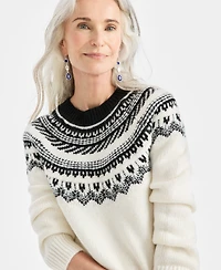 Style & Co Women's Fair Isle Crewneck Sweater, Macy's Exclusive