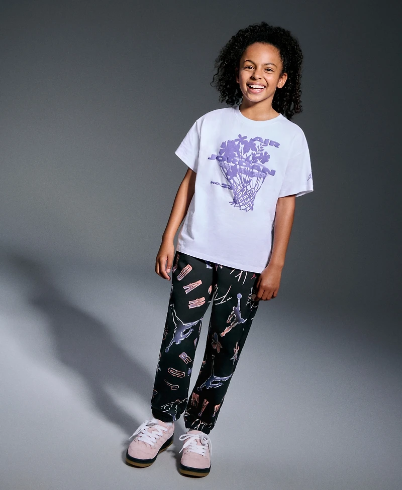 Jordan Big Girls 23 Throwback Graphic Logo Fleece Pants