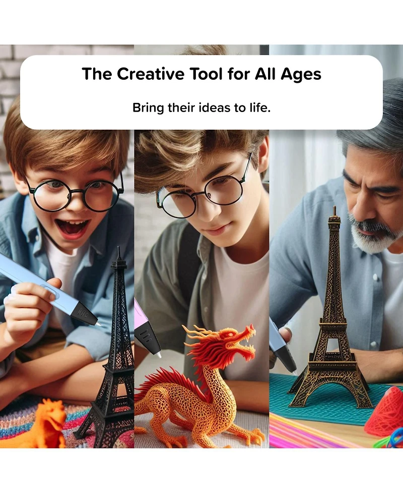 myFirst 3D Pen Artist - Printing with 6 Pcl Filament Colors, Stencil Book, Charger Purple