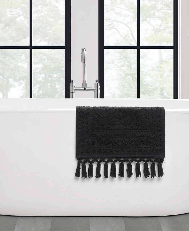 French Connection Nellore Fringe Cotton 17" x 28" Bath Rug