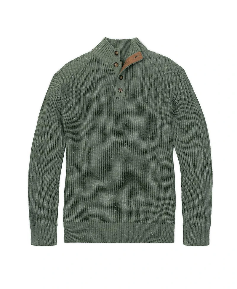 Hope & Henry Men's Organic Mock Neck Cardigan Stitch Sweater