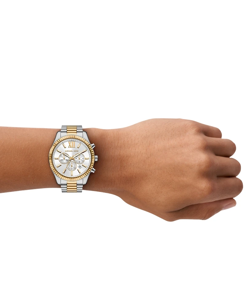 Michael Kors His and Hers Lexington Chronograph and Three-Hand Two-Tone Stainless Steel Watch Gift Set, 44mm and 26mm