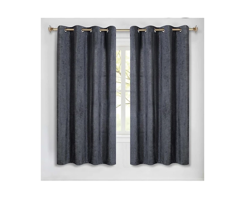 Superior Noor Chenille Semi-Blackout Machine Washable Curtains, Set of 2 Panels