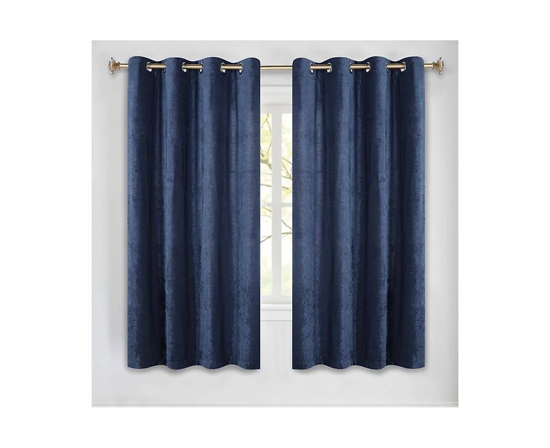Superior Noor Chenille Semi-Blackout Machine Washable Curtains, Set of 2 Panels