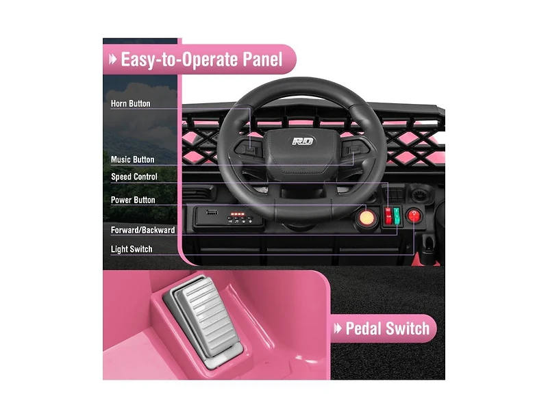 Akiudex 12V Kids Ride-On Truck with Remote Control and Music
