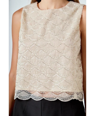 endless rose Women's Sequins Embellished Top
