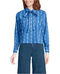 Lands' End Women's Carefree Cotton Shirt with Removable Bow