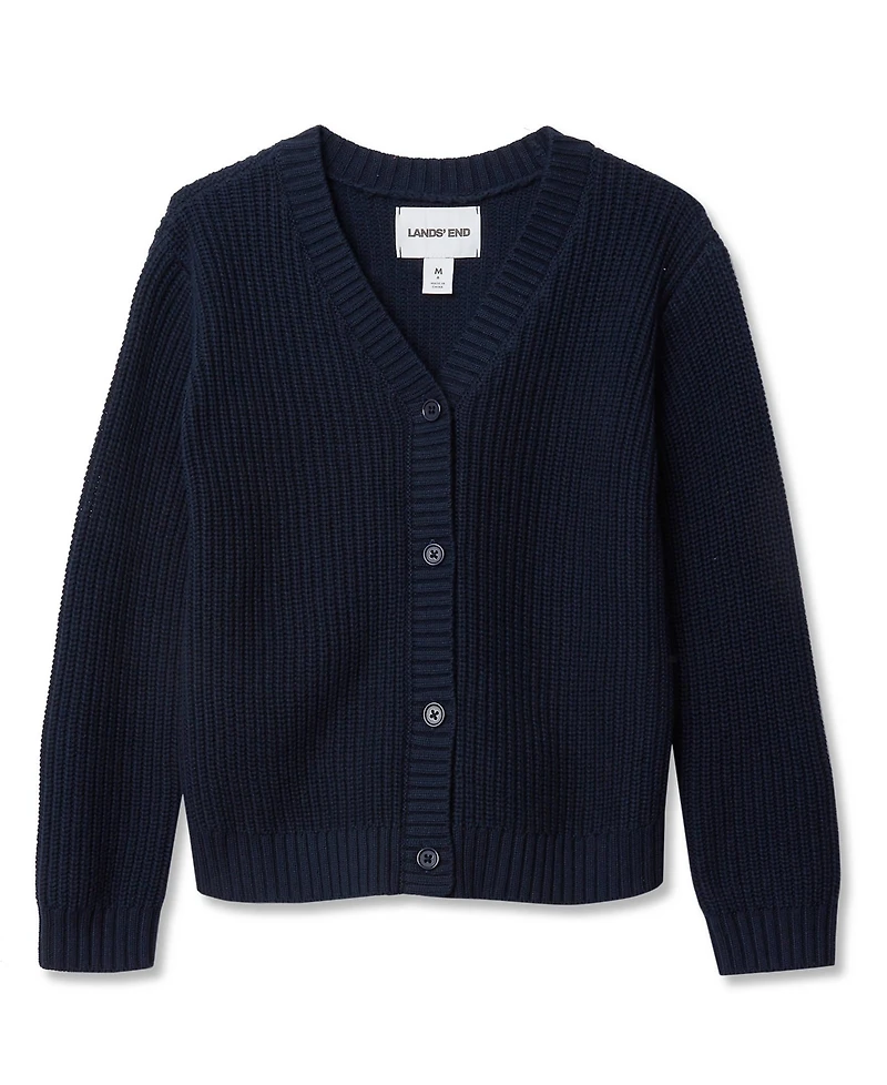 Lands' End Girls Button Front Knit Cardigan