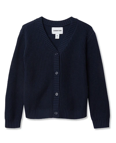 Lands' End Girls Button Front Knit Cardigan