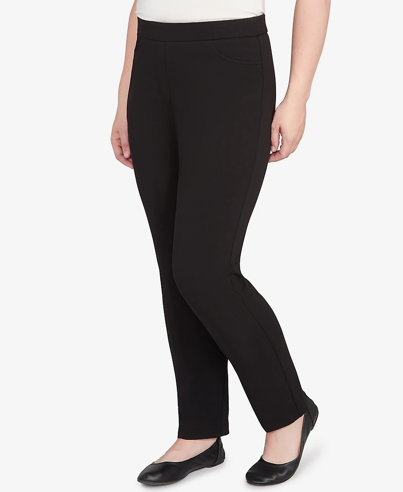 Alfred Dunner Petite Jet Setter Black Crepe Knit Medium Length Pants