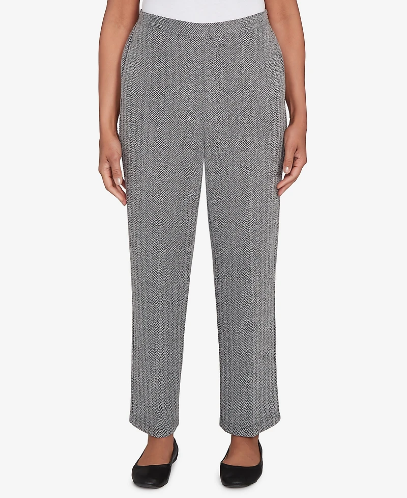 Alfred Dunner Petite Jet Setter Herringbone Knit Short Length Pants