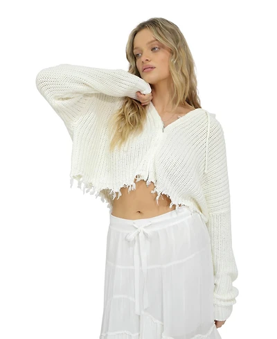 Belle & Bloom Women's Another Love Fringe Knit Zip Cardigan