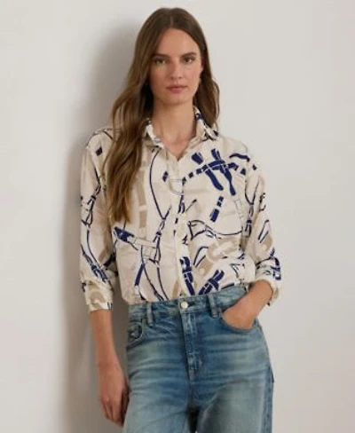 Lauren Ralph Lauren Womens Relaxed Fit Printed Shirt P Xs Xxl