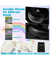 Akiudex 6V Plush Animal Ride-On Toy Car with Music and Washable Cover for Kids