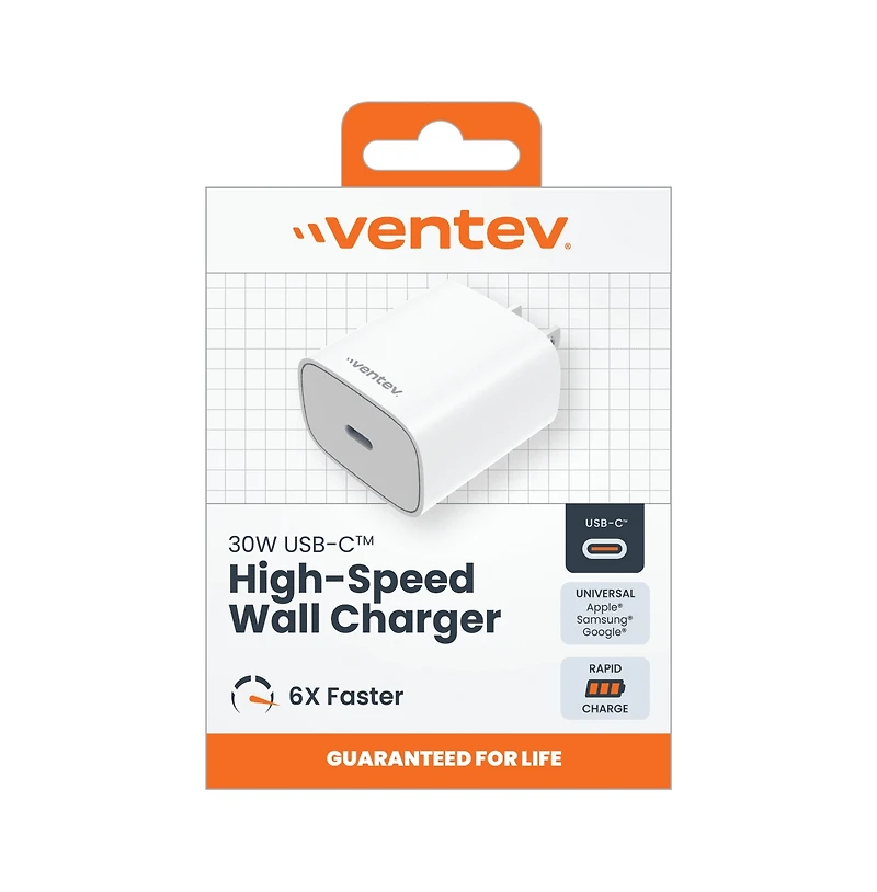 Ventev 30W Ultrafast Usb C Universal Wall Charger-White