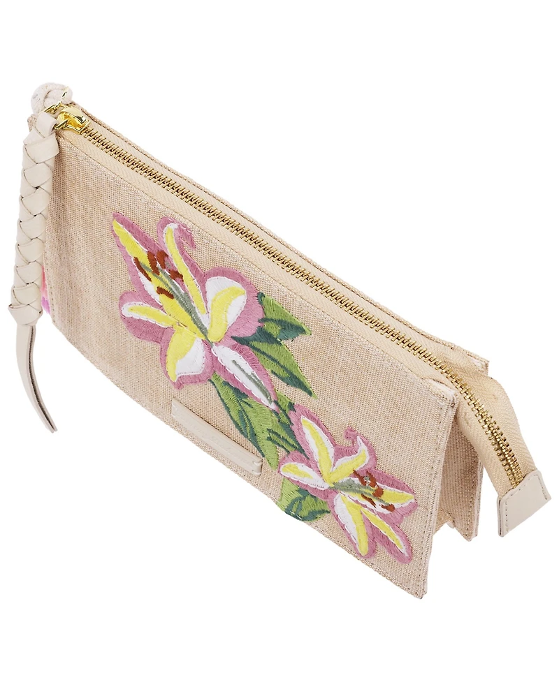 Tommy Bahama Zip Top Embroidered Floral Clutch