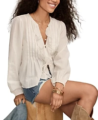 Lucky Brand Women's Long Sleeve Ruffle Flyaway Top