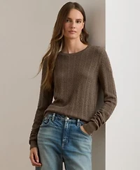 Lauren Ralph Lauren Womens Long Sleeves Pointelle Knit Sweater P Xs Xxl
