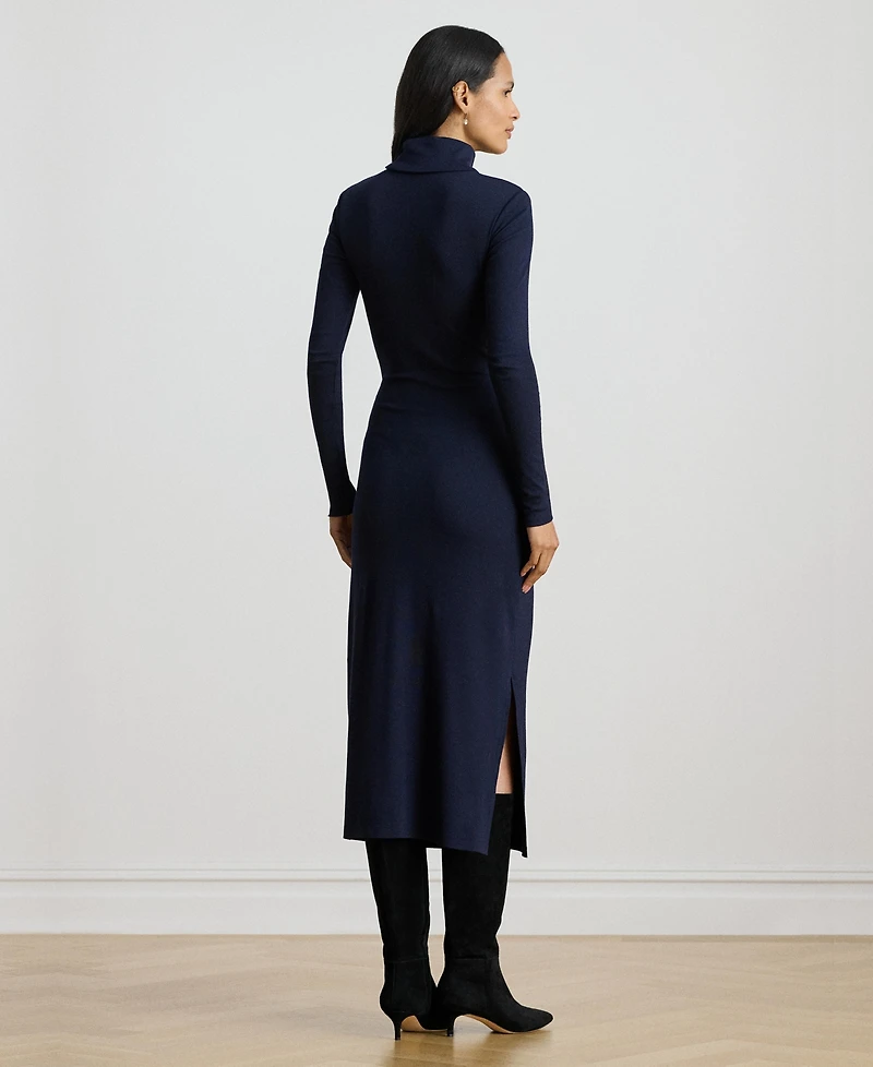 Lauren Ralph Women's Tie-Front Turtle Neck Dress