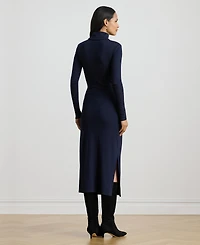 Lauren Ralph Women's Tie-Front Turtle Neck Dress