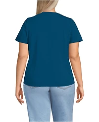 Lands' End Plus Short Sleeve Lightweight Jersey Gathered Shoulder T-Shirt