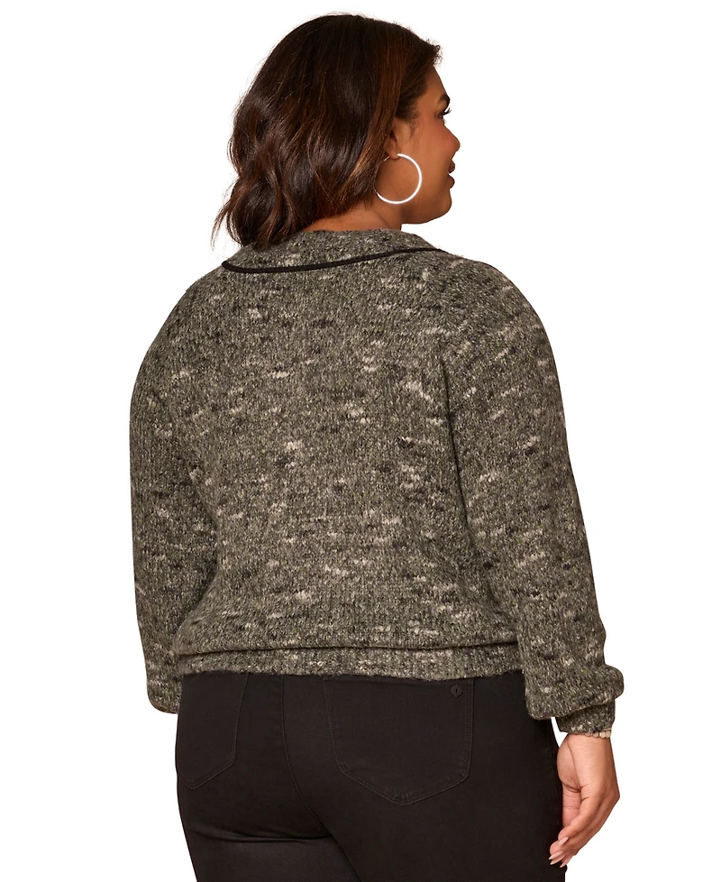 Democracy Plus Raglan Long Sleeve V-Neck Sweater