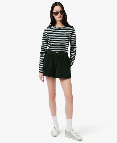 Lacoste Usa Women's Corduroy Wide Fit Shorts