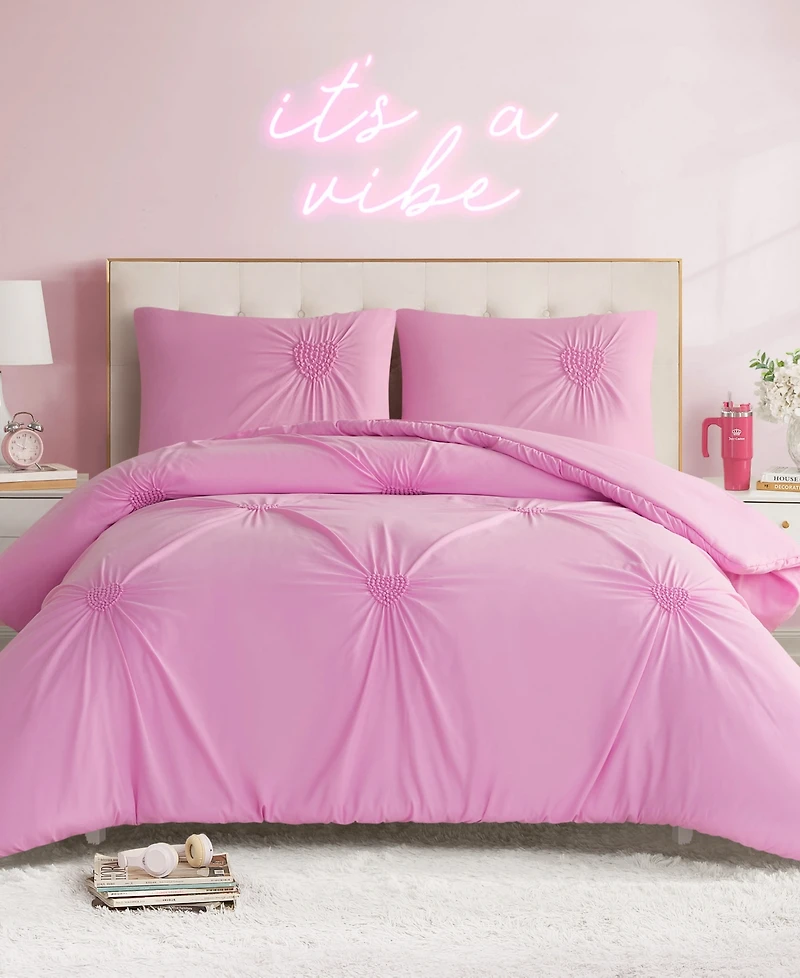 Juicy Couture Amora Gathered Heart 3-Pc. Comforter Set, Full/Queen