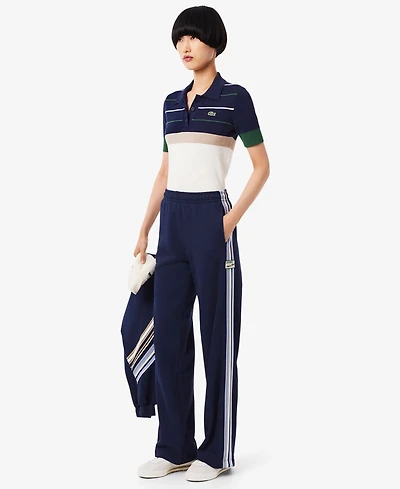 Lacoste Usa Women's Striped Wide Fit Sweatpants