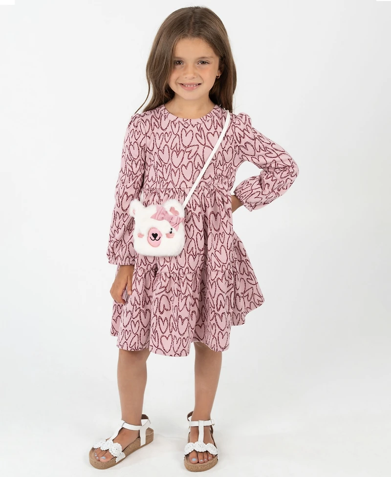 Rare Editions Girls 2-Piece Heart Dress and Purse Set