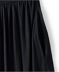 Lands' End Women's Slub Cap Sleeve Shirred Skirt Midi Dress