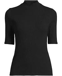 Lands' End Plus Elbow Sleeve Pointelle Rib Mock Neck