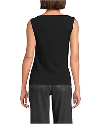 Lands' End Women's Sleeveless Pointelle Rib Boat Neck Tank