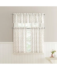 No. 918 Ridgewood Ditsy Floral Stripe Semi-Sheer Rod Pocket Kitchen Curtain Valance