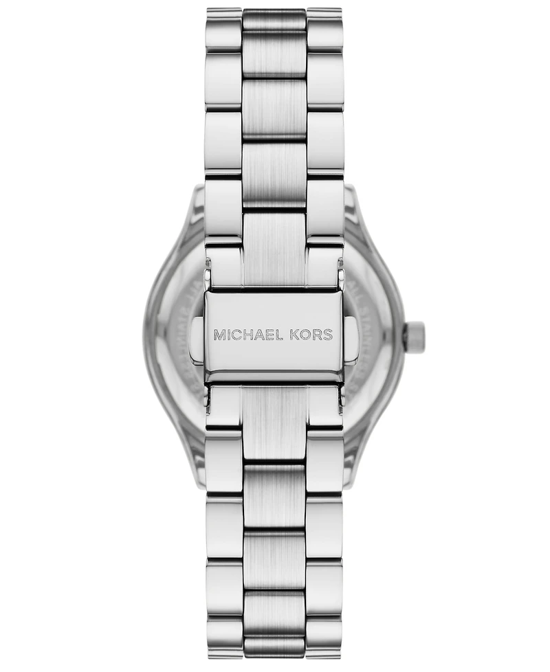Michael Kors Women's Slim Runway Three-Hand Silver-Tone Stainless Steel Watch and Jewelry Set, 32mm
