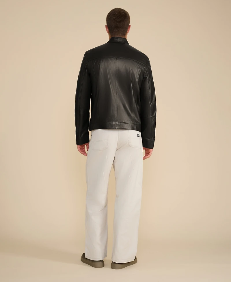 Furniq Uk Men's Leather Racer Jacket