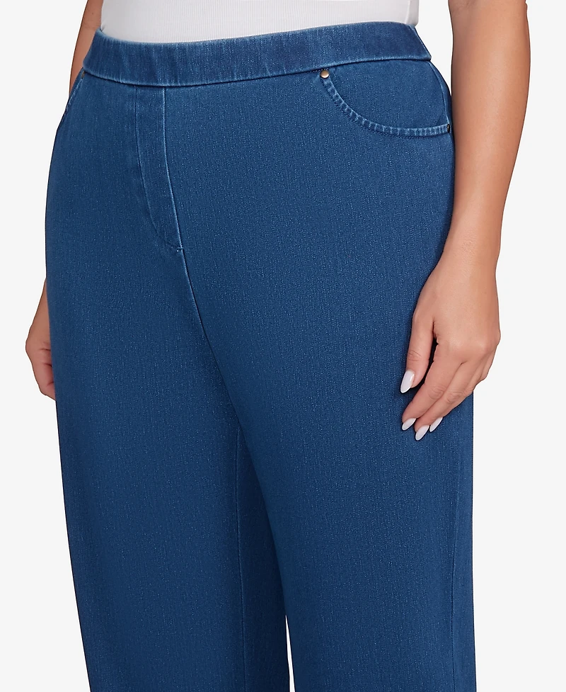 Alfred Dunner Plus Sunset Canyon Denim Knit Short Length Split Hem Jeans