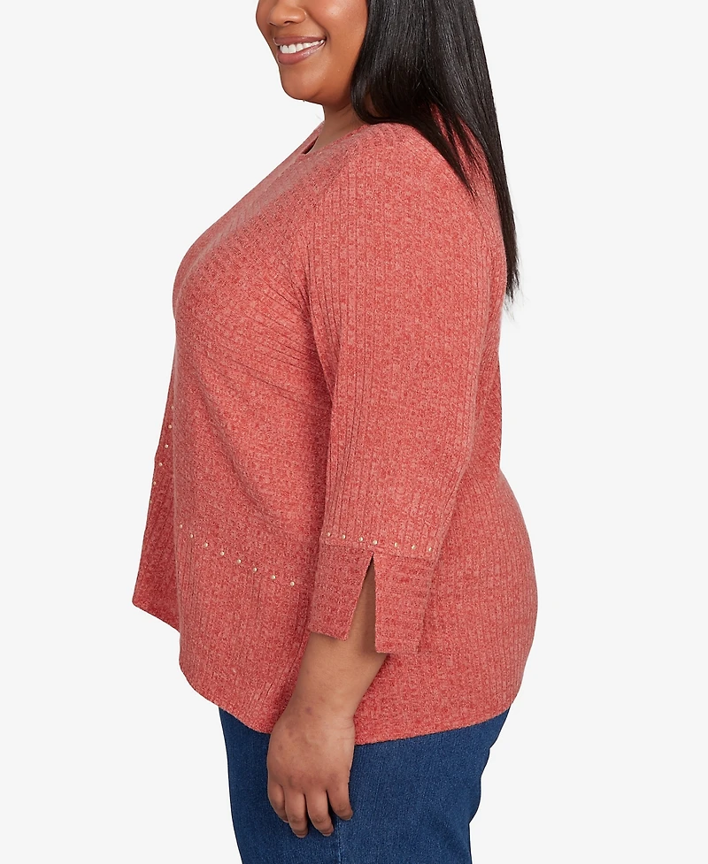Alfred Dunner Plus Sunset Canyon Embellished Spliced Solid Top